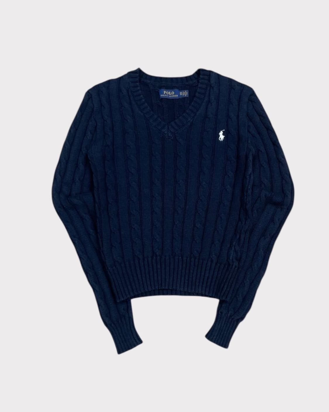 폴로 신형 브이넥 케이블 네이비 니트 여성 xs 상품이미지1