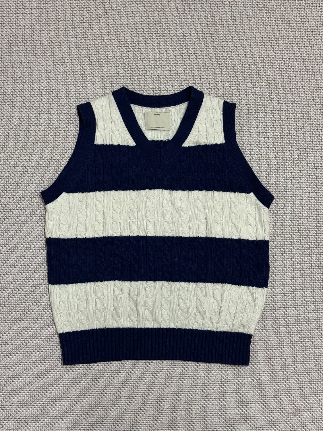 포터리 케이블 니트 베스트 네이비 1사이즈 상품이미지1
