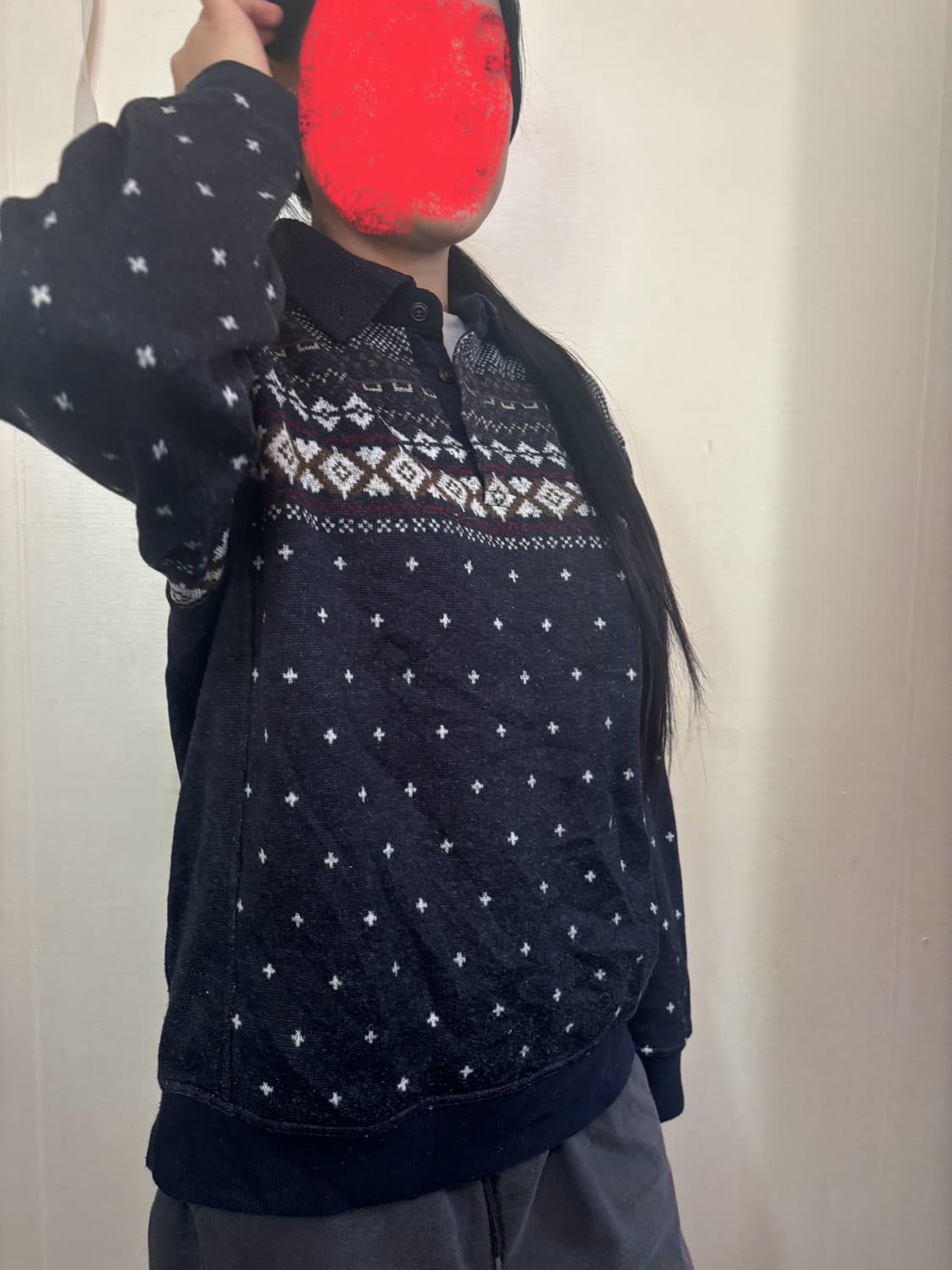 골든베어 패턴 니트 가디건 블랙 상품이미지1