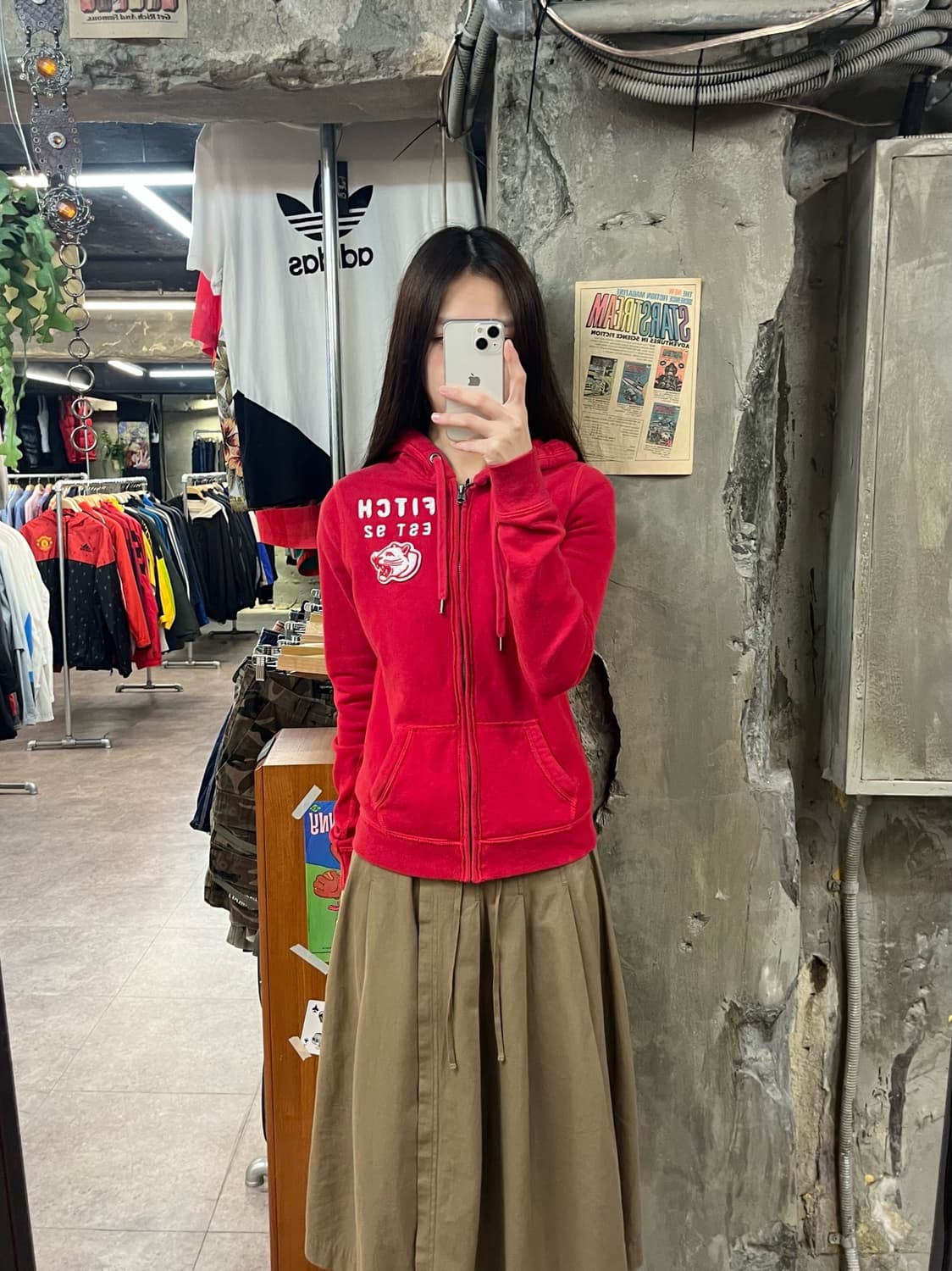 아베크롬비 후드집업 레드 S #csz1658 상품이미지2