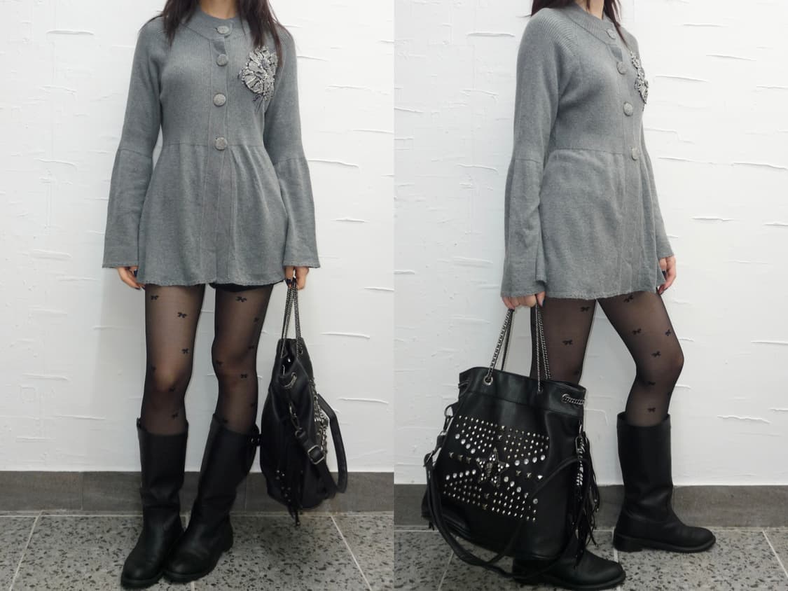 Flower point grey cardigan 상품이미지3