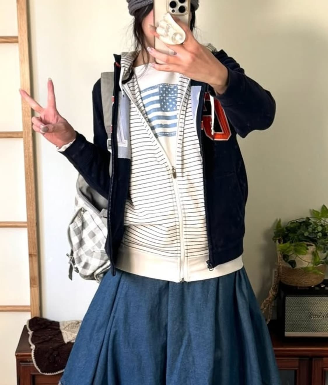 갭네이비후드집업 상의셋 코코모리 와걸 모리 너드 상품이미지4