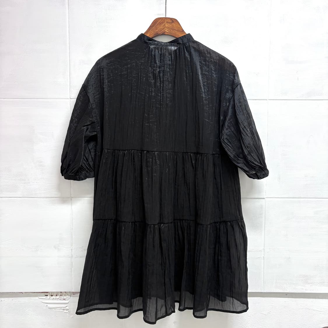 블랙 셔링 오간자 캉캉 블라우스 JPN 상품이미지4