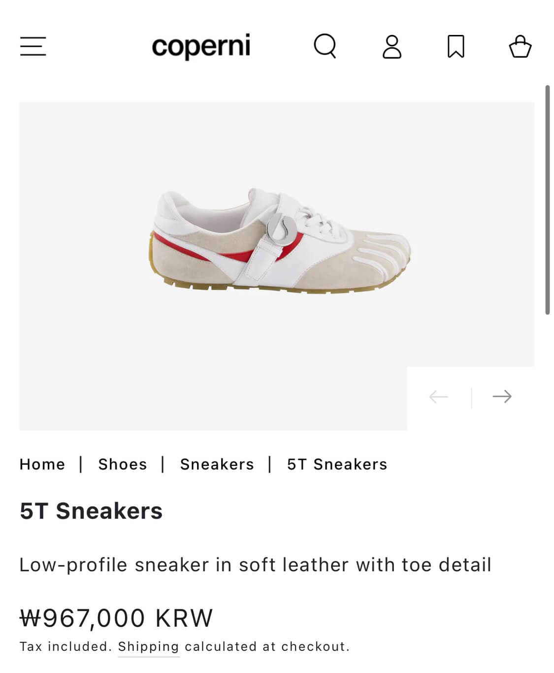 [36,37,38,39]코페르니 25fw 5T 핑거 스니커즈/화이트 상품이미지8