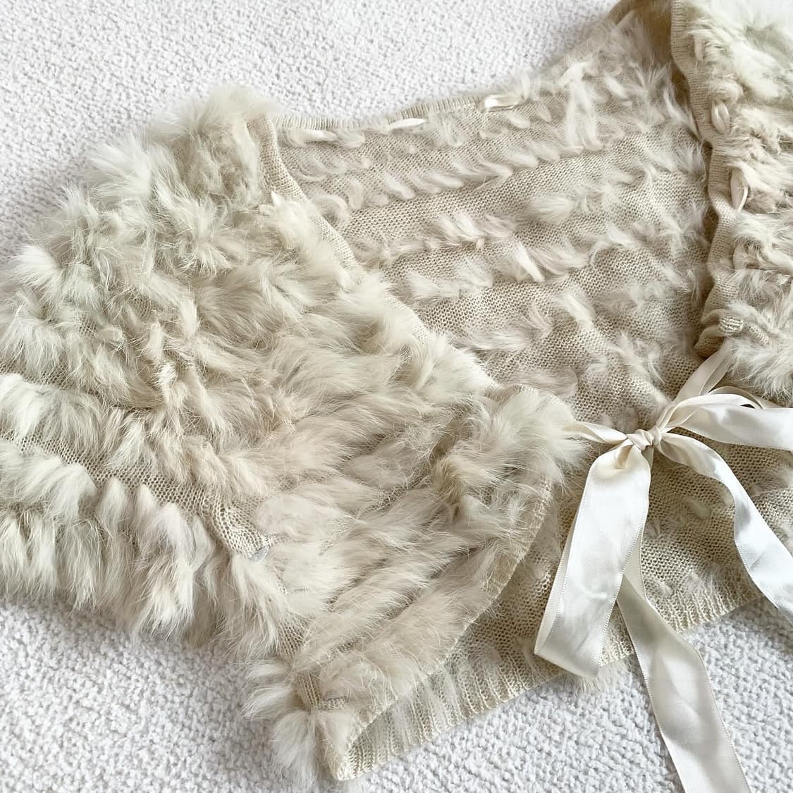 라떼맛 리얼래빗퍼 리본 볼레로 가디건 상품이미지3