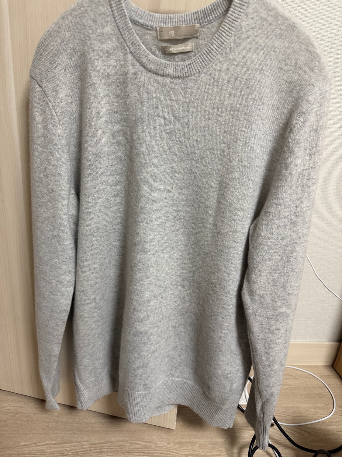 빈폴 캐시미어 100% 크루넥 니트 라이트 그레이 상품이미지1