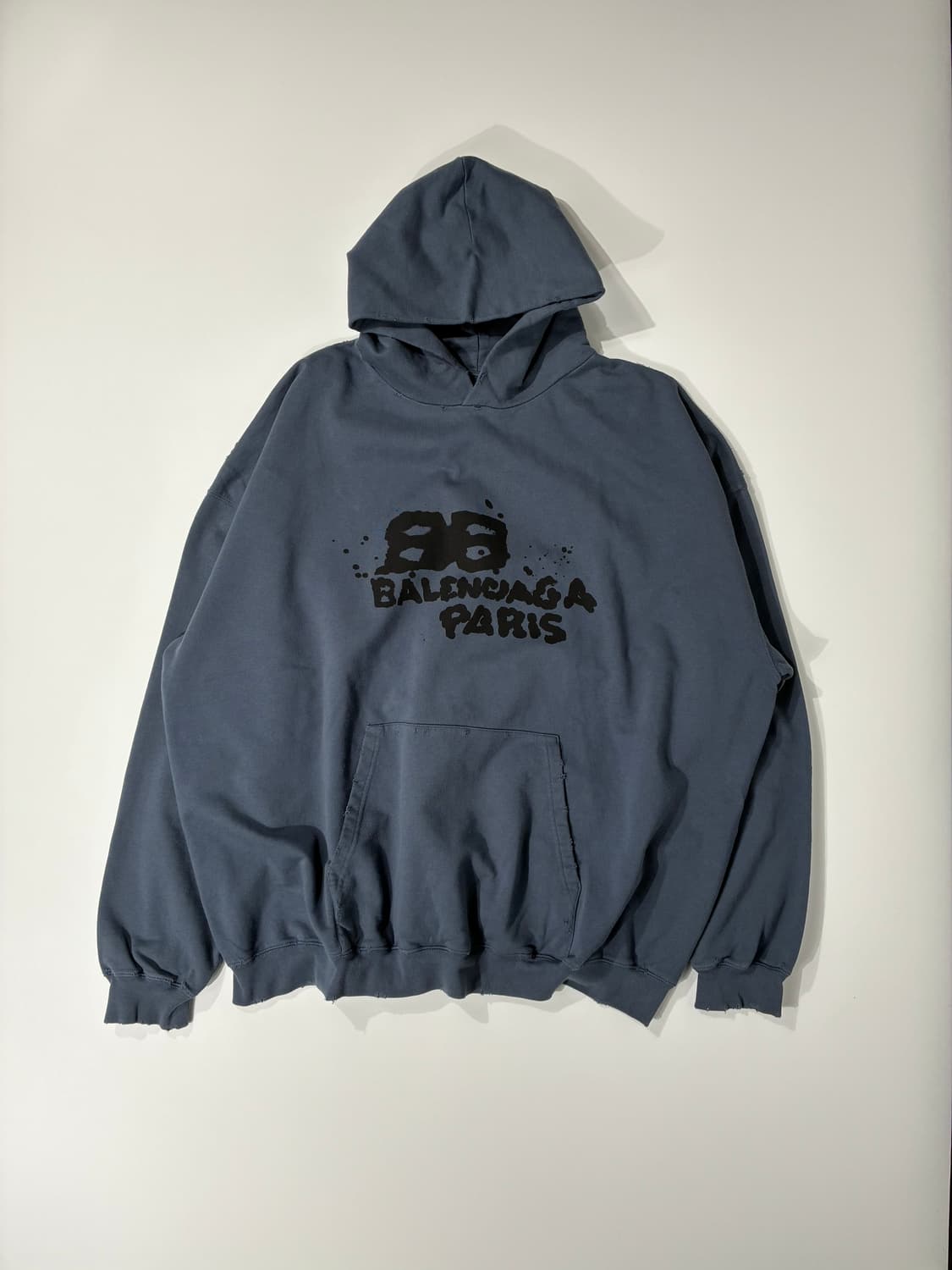 발렌시아가 핸드 드로운 BB 아이콘 라지핏 후드 블루 M사이즈 상품이미지1