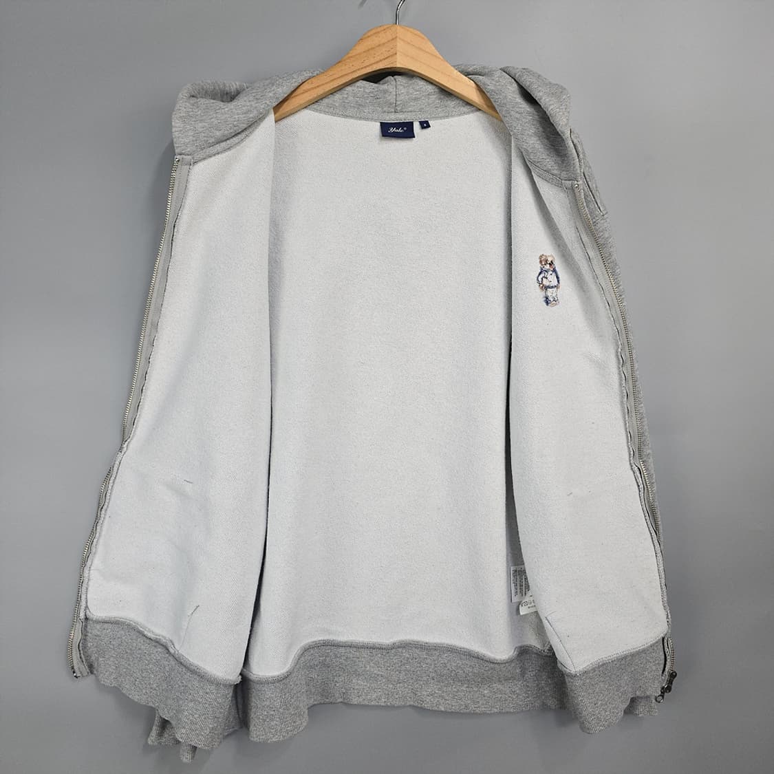 예일 YALE 베어 자수 후드집업 그레이 S 상품이미지5