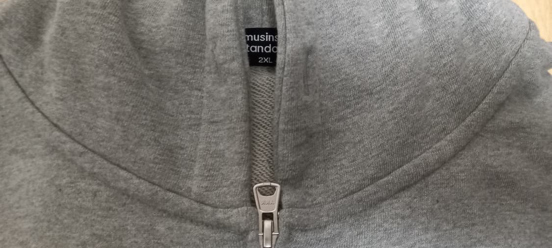 무신사 스탠다드 짧은기장 후드집업 오트밀 그레이 블랙 2XL 상품이미지3