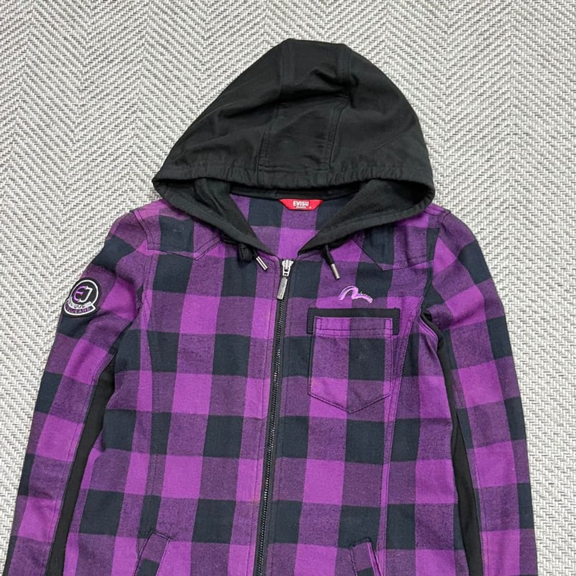 에비수 체크 후드 집업 v1630 상품이미지3