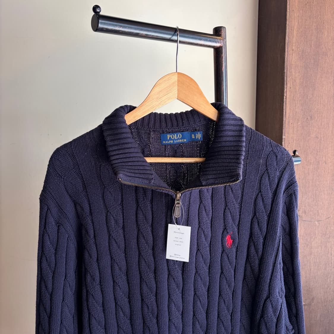 16602 - 폴로 랄프로렌 네이비 케이블 반집업 니트 상품이미지1