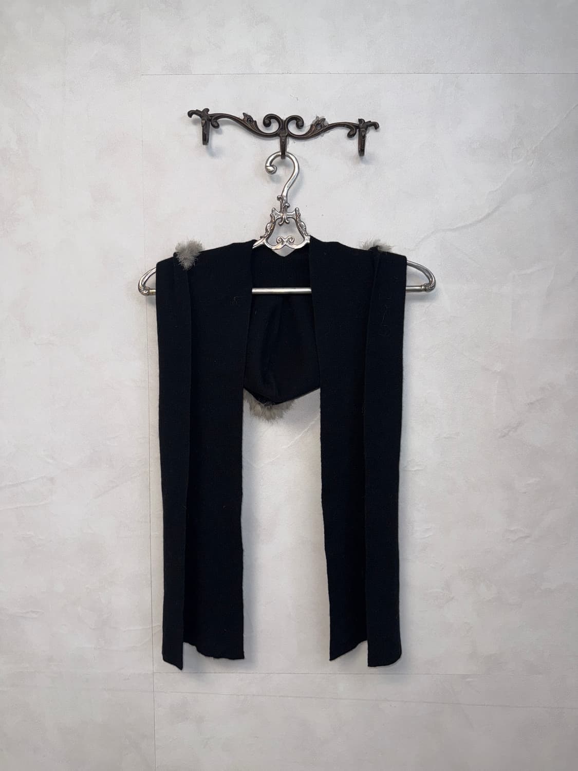 Black rabbit fur trimming hood muffler 상품이미지3