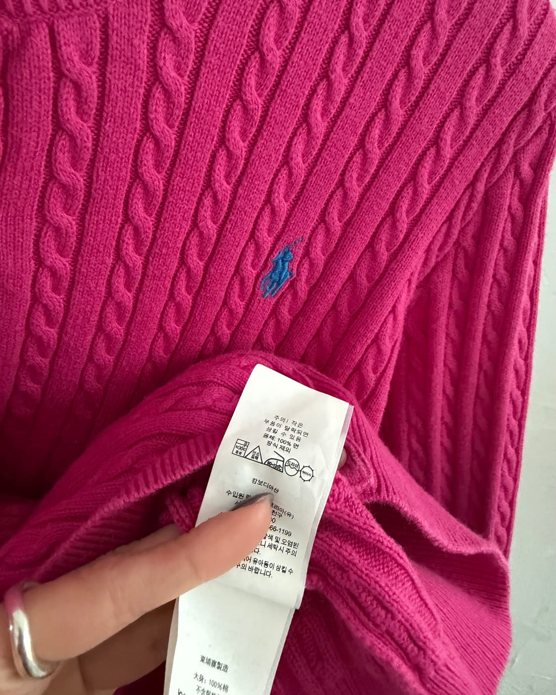 Polo 폴로 랄프로렌 신형 마젠타핑크컬러 케이블 걸즈 가디건 상품이미지4