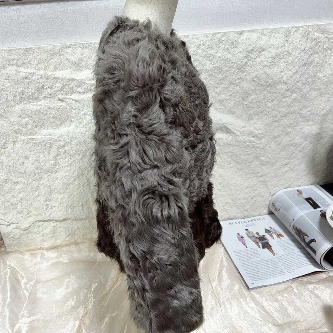 빈티지 그레이 브라운 토스카나 양털 7-8부 코트 상품이미지3