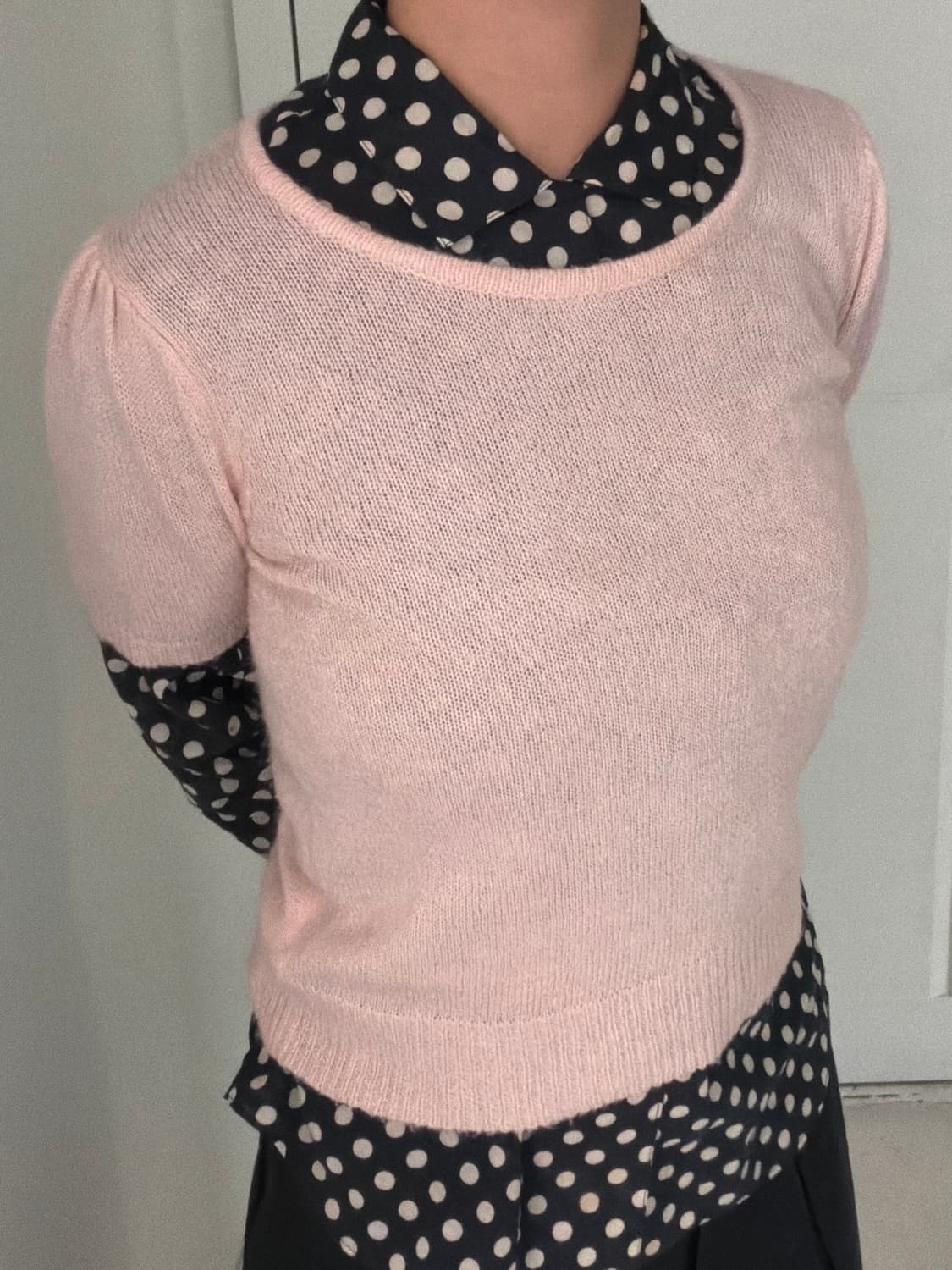 일본빈티지 네이비핑크 도트 레이어드 세트 상품이미지2