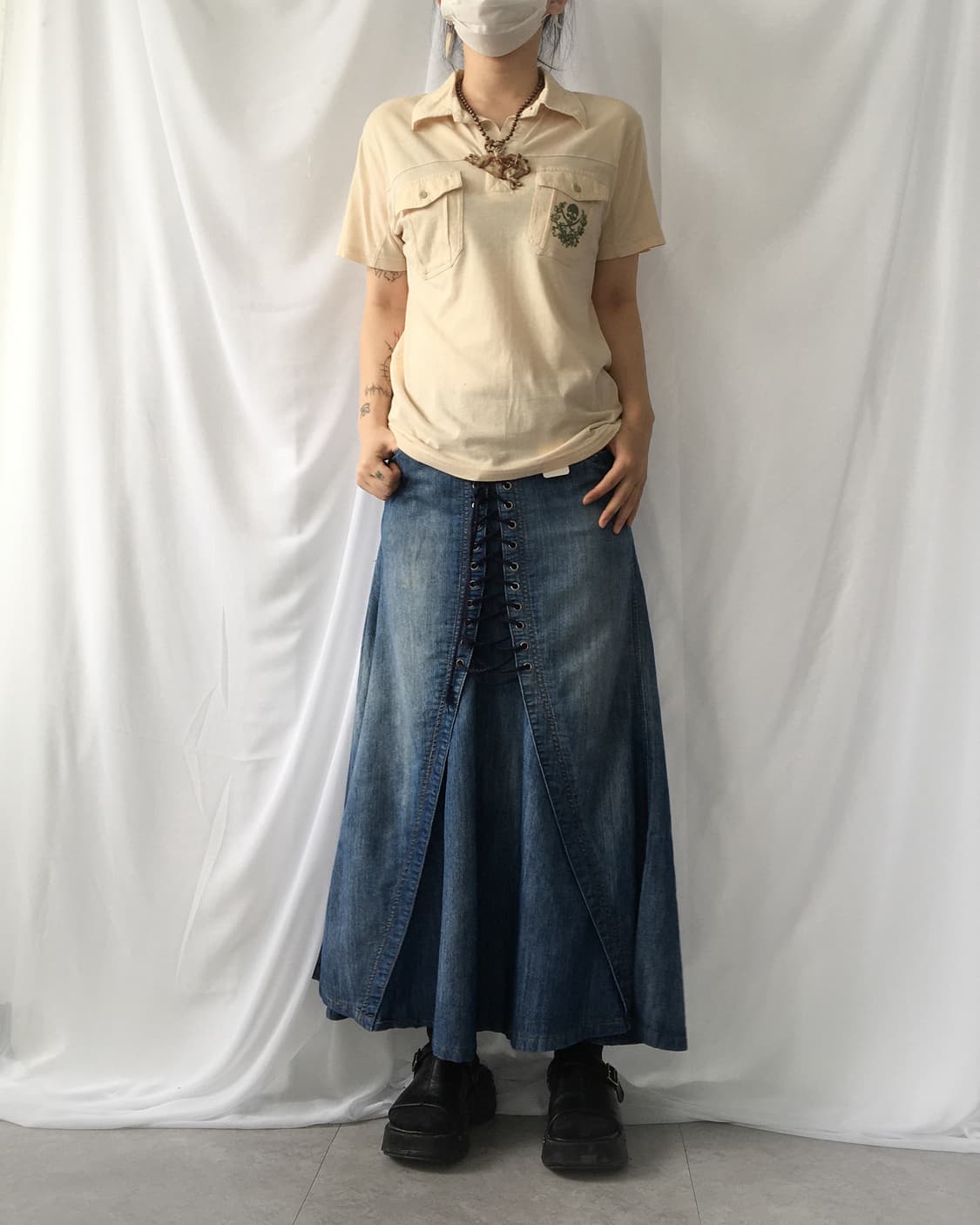 Lace up point long skirt 상품이미지6