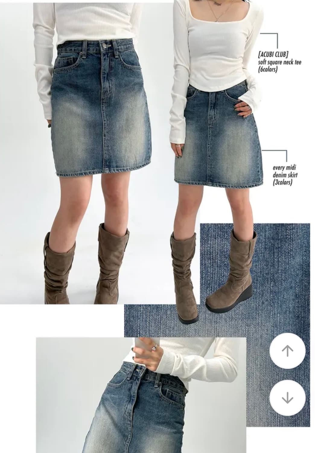 아쿠비클럽 에브리 미디 데님 스커트 _ 중청 상품이미지1