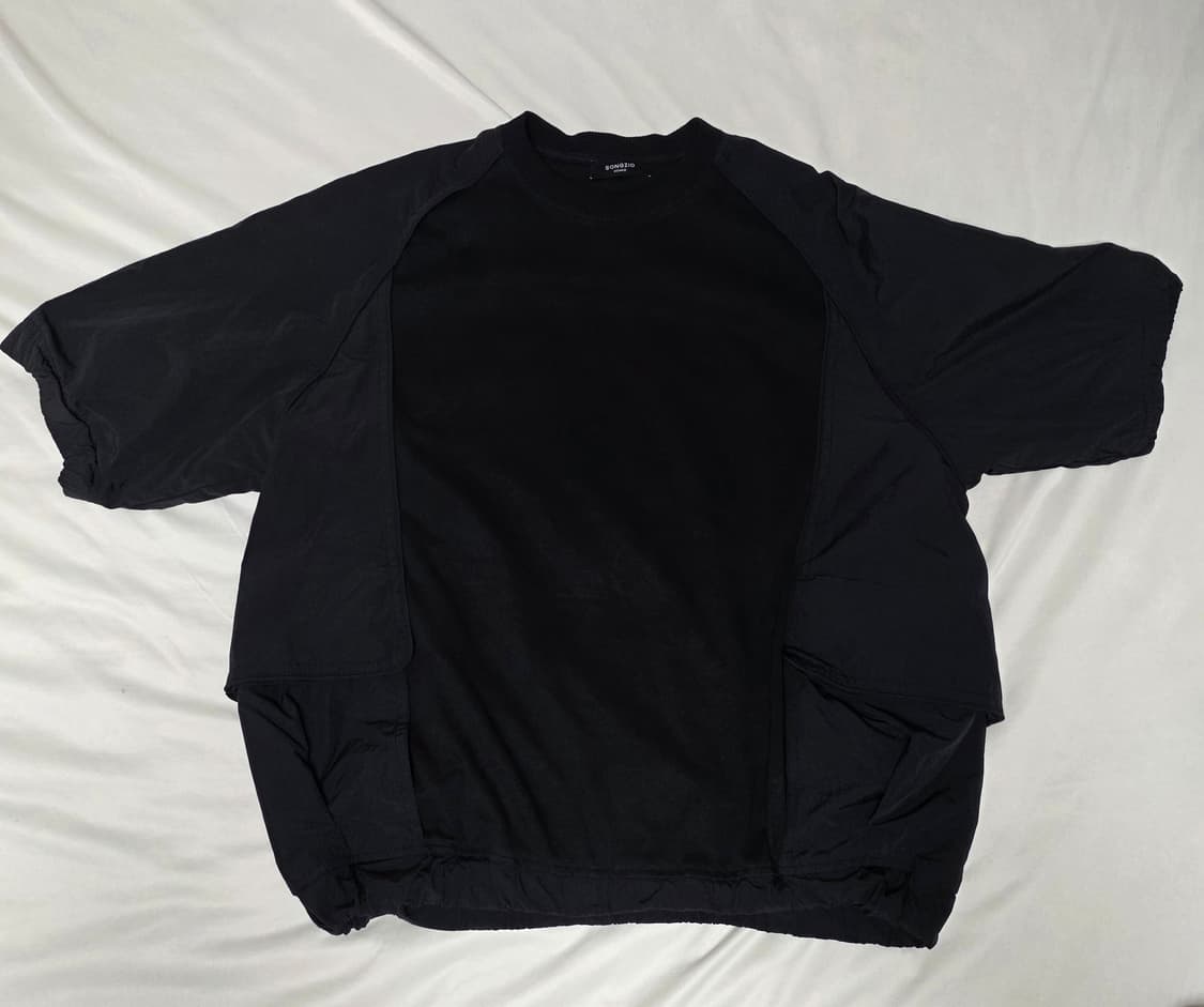 송지오옴므 트랙 패치 코쿤 티셔츠 블랙 50 (가단 70cm) 상품이미지4
