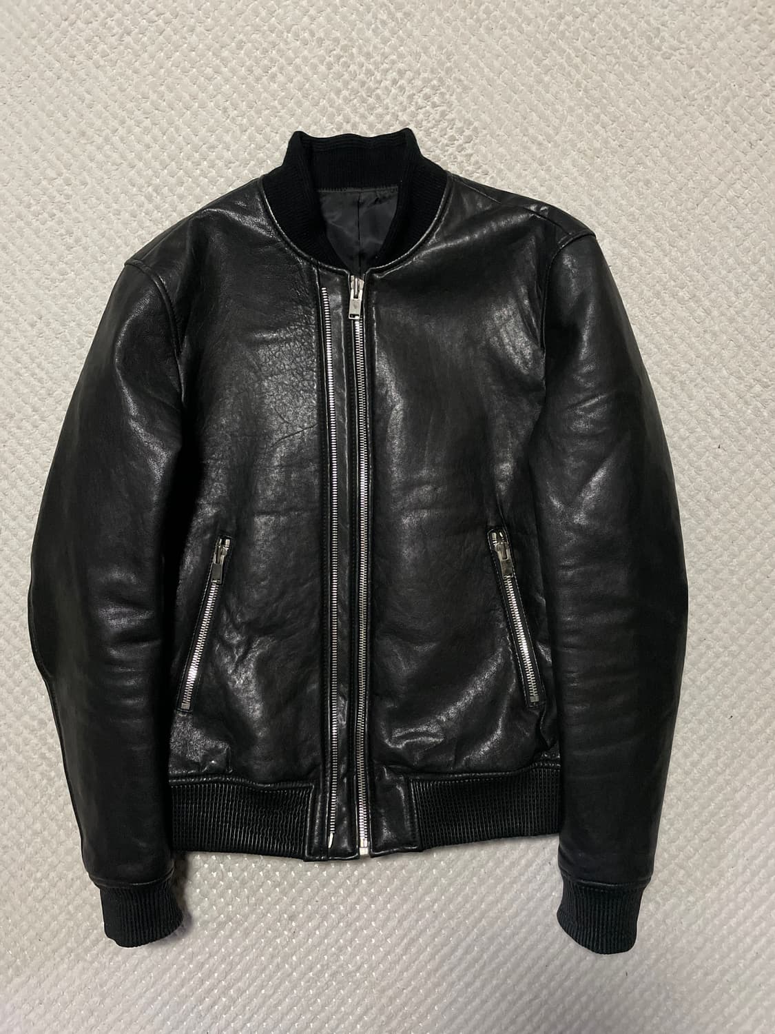 웨스턴 무드 램스킨 양가죽 2중 지퍼 디테일 레더 블루종 자켓 상품이미지2