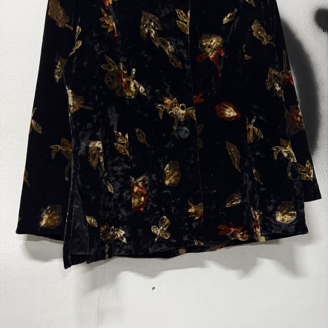 VTG 빈티지 리프 패턴 차이나 카라 벨벳 싱글 블레이저 자켓 상품이미지4