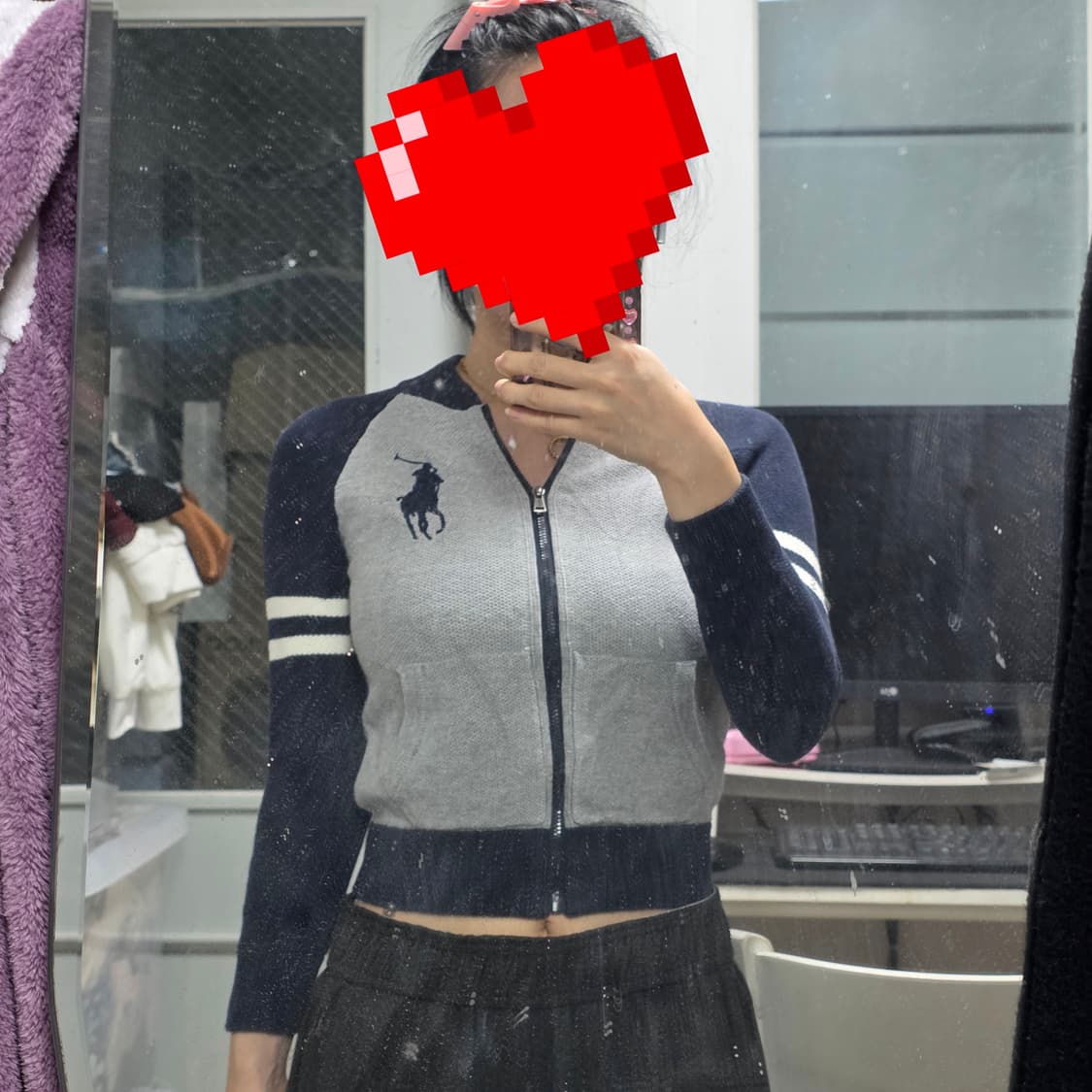 폴로 빅로고 y2k 니트집업 가디건 상품이미지3