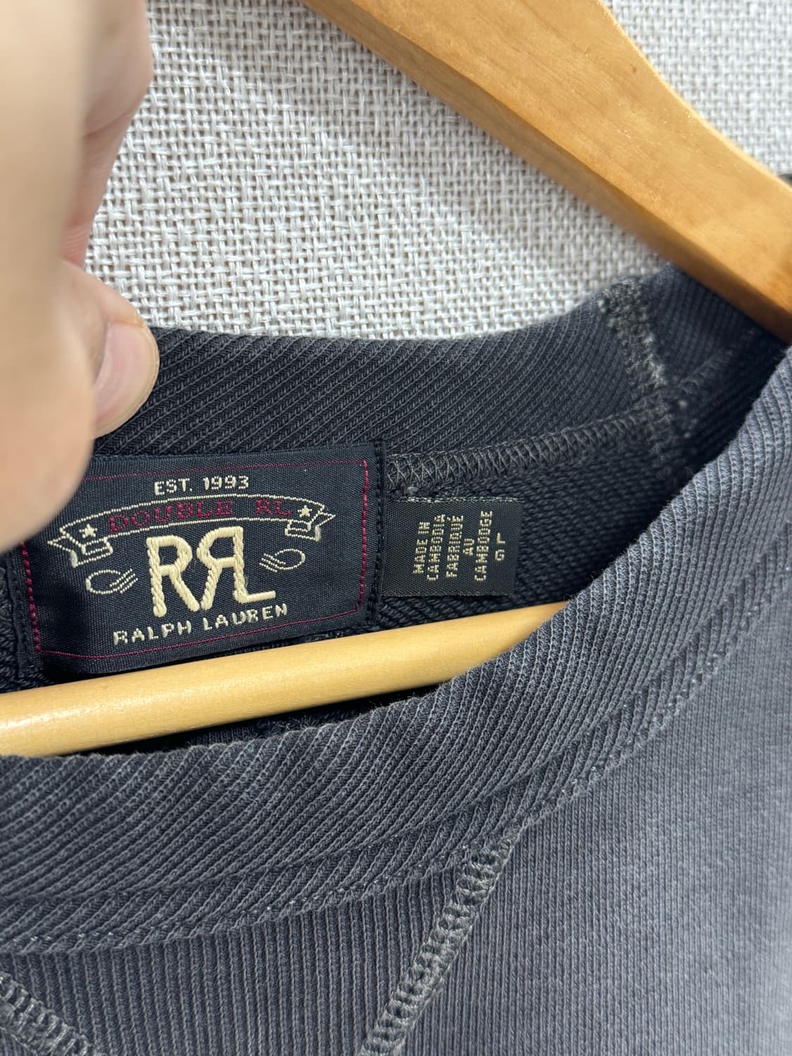 더블알엘 프렌치테리 블랙 맨투맨 스웻셔츠 / L 상품이미지2