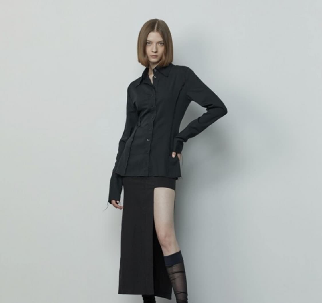 보헤미안서울 커팅 셔츠 블랙 상품이미지2