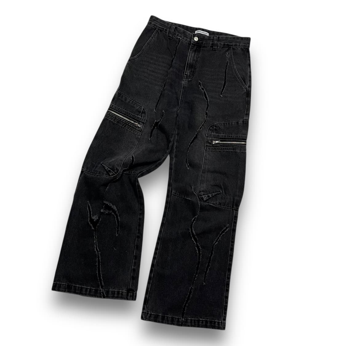 PERSON INTENTION 크랙 워시드 흑청 카고팬츠 상품이미지7