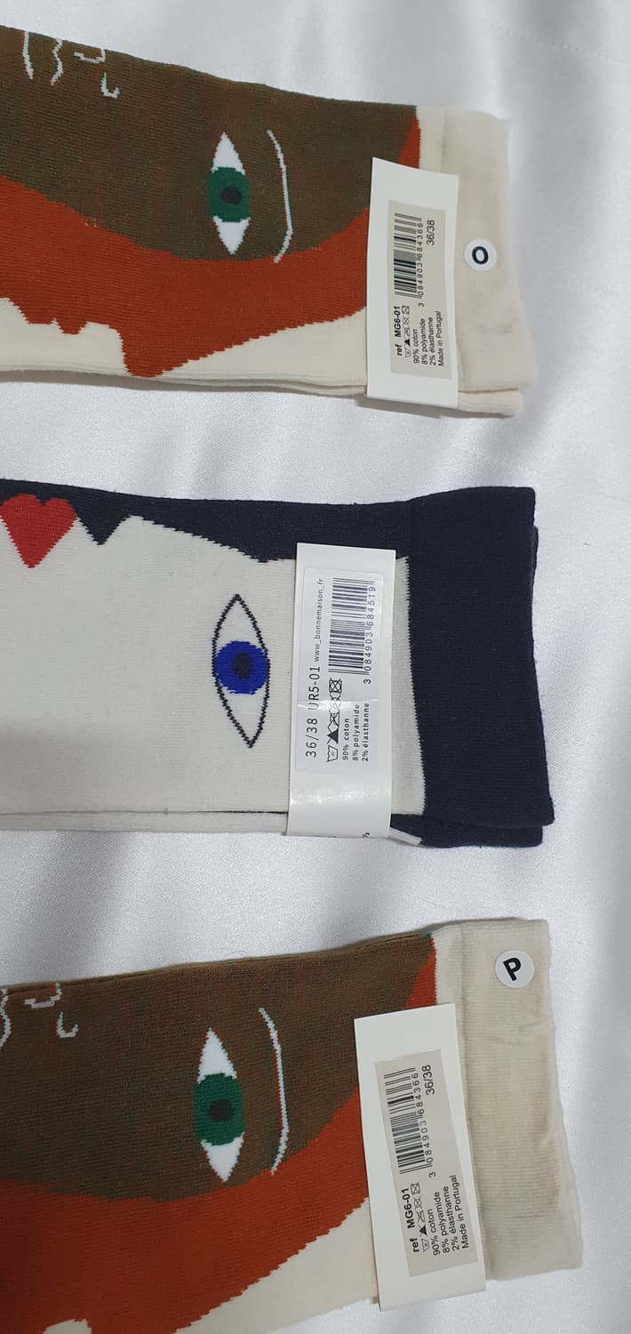 크림베이지 크림 추상화 Bonne Maison 본메종 양말 상품이미지4