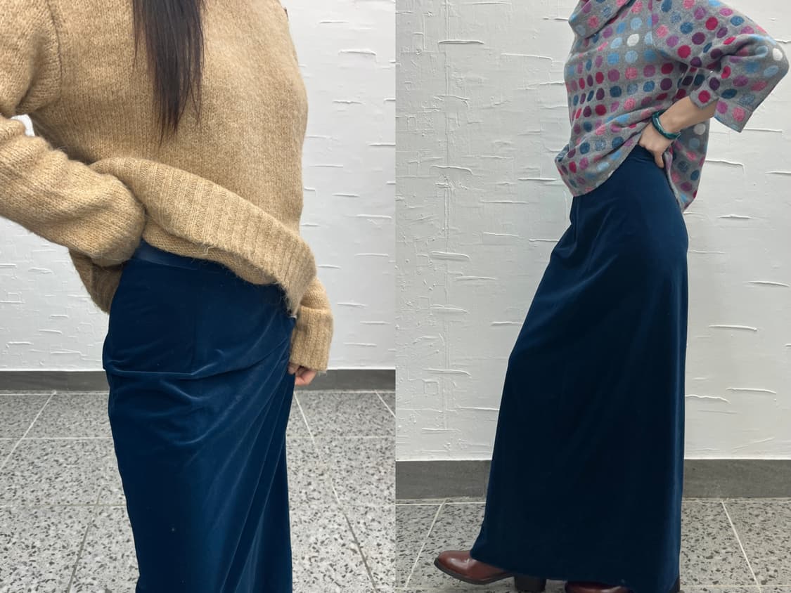 Teal velvet maxi skirt 상품이미지1