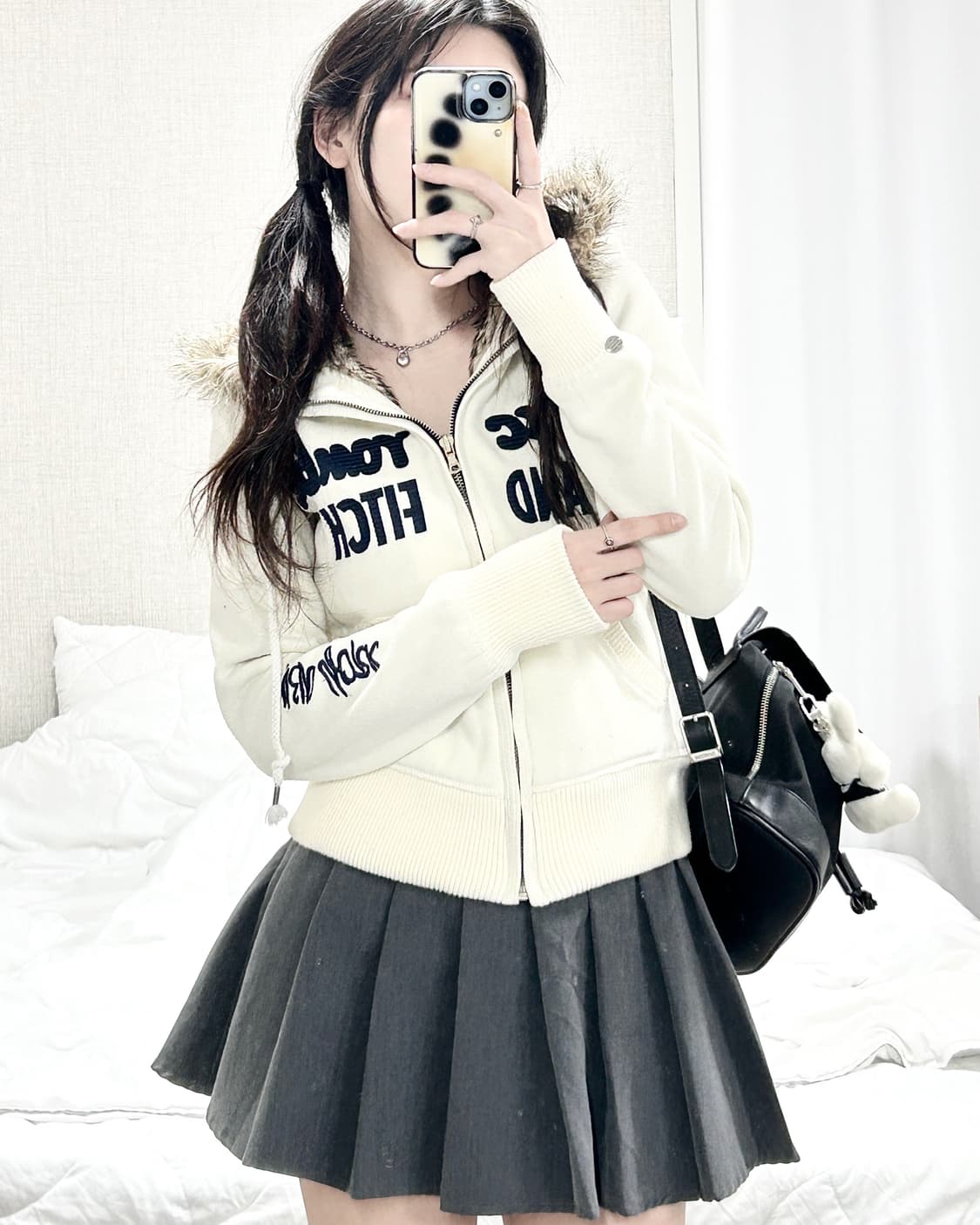 아베크롬비 크림 빅로고 울프죠 후드집업 상품이미지4