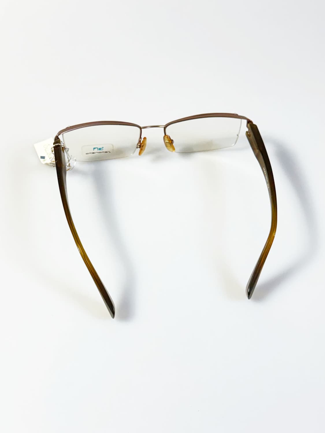 SEMONEMO 브라운 반무테 스퀘어 메탈 빈티지 안경 상품이미지5