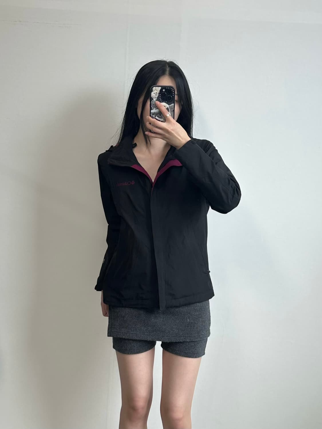 컬럼비아 자수로고 블랙 바람막이 자켓 상품이미지1