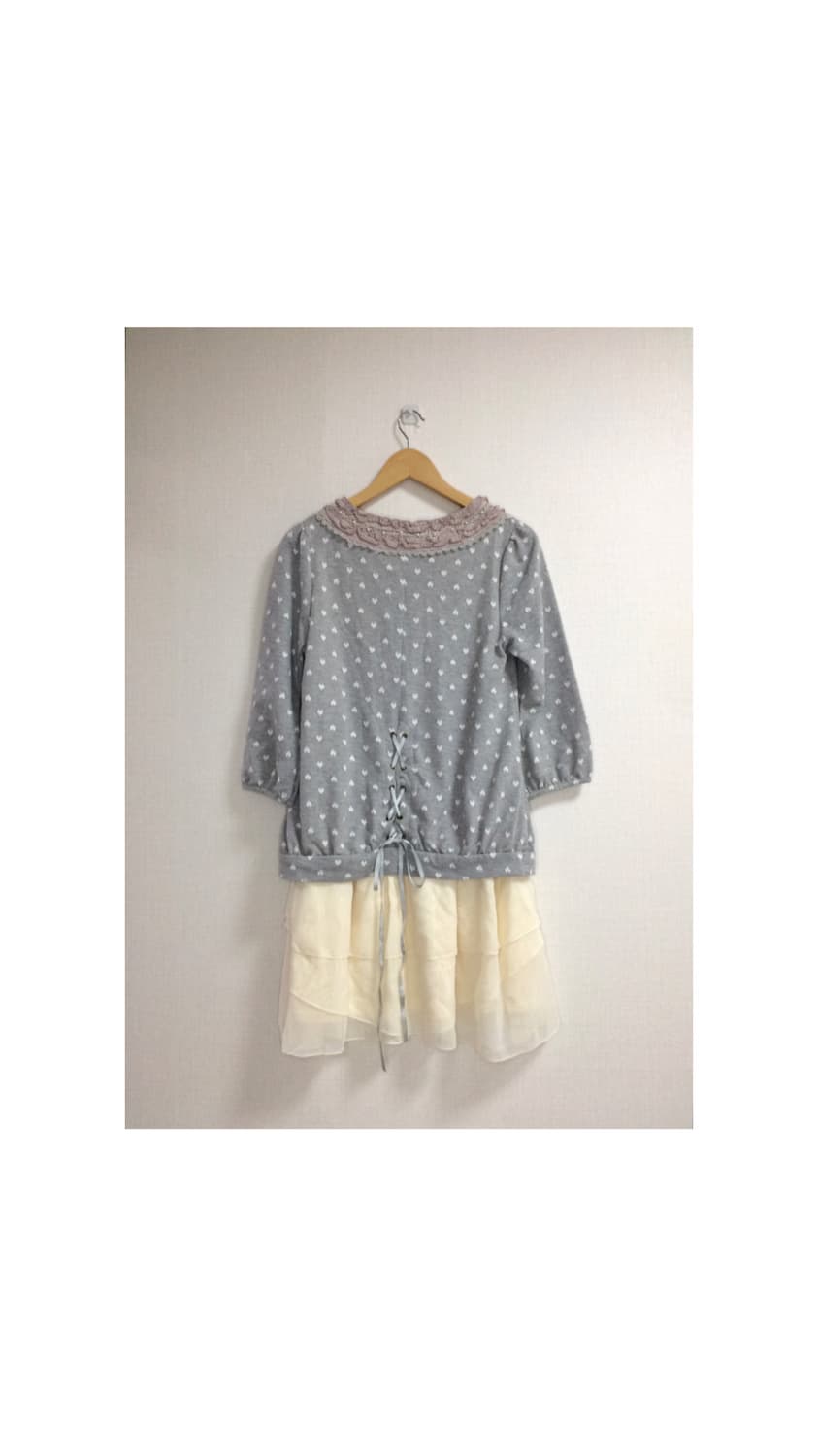 axes femme 엑시즈팜 그레이 하트 쉬폰 레이어드 원피스 튜닉 상품이미지5