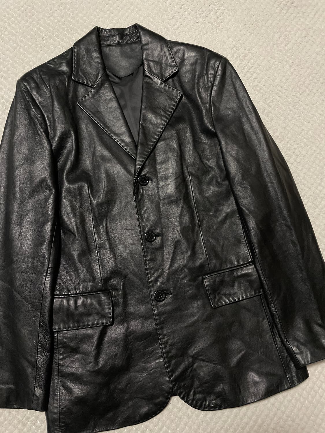 광희시장 웨스턴 무드 램스킨 양가죽 스티치 레더 자켓 상품이미지5