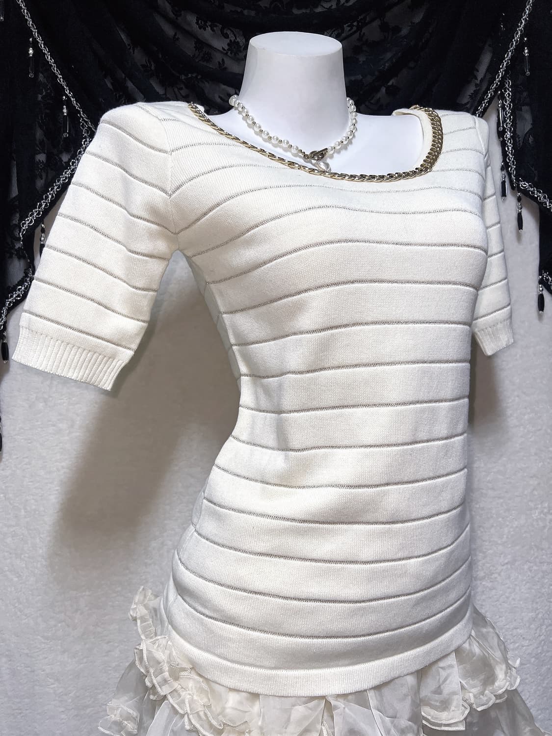 라디 rady 오네갸루 로맨틱 히메 베메클 금장 체인 니트 로걀탑 핀터 상품이미지2