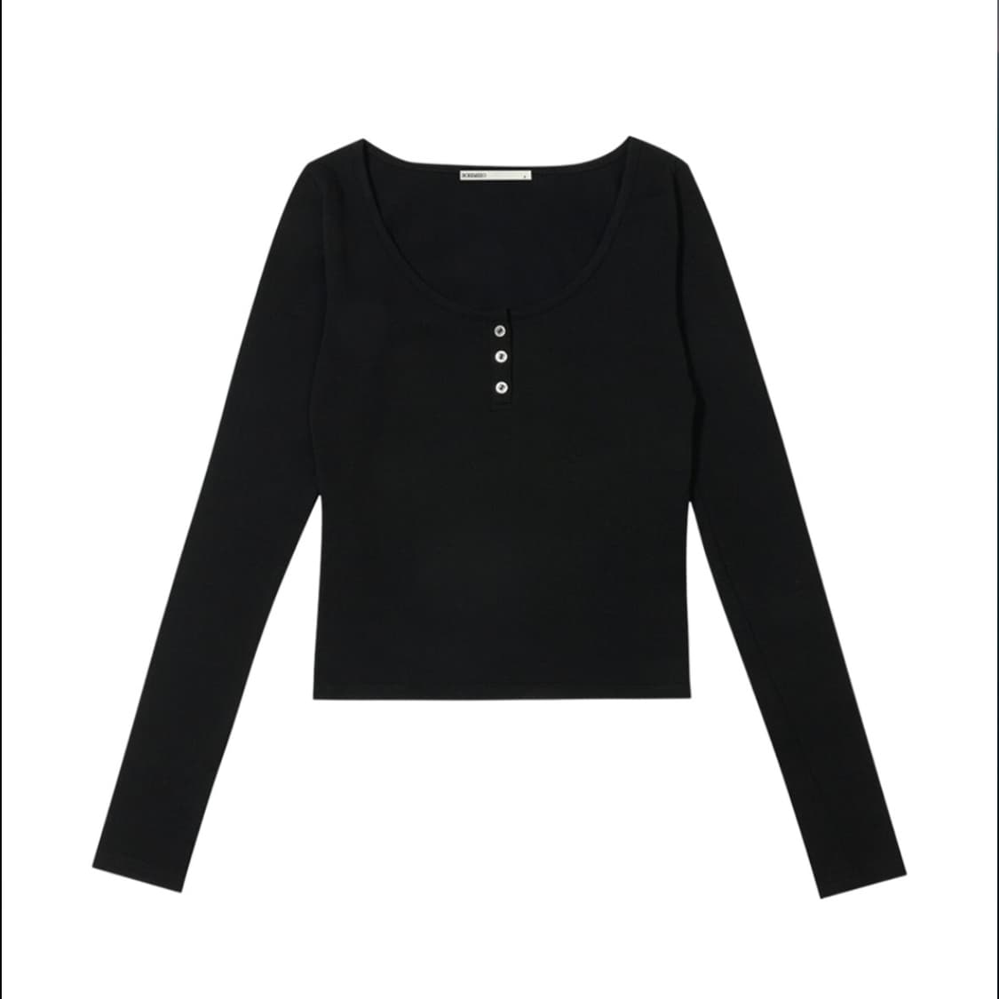 보헤미안 서울 베이직 라운드 버튼 티 블랙 상품이미지1