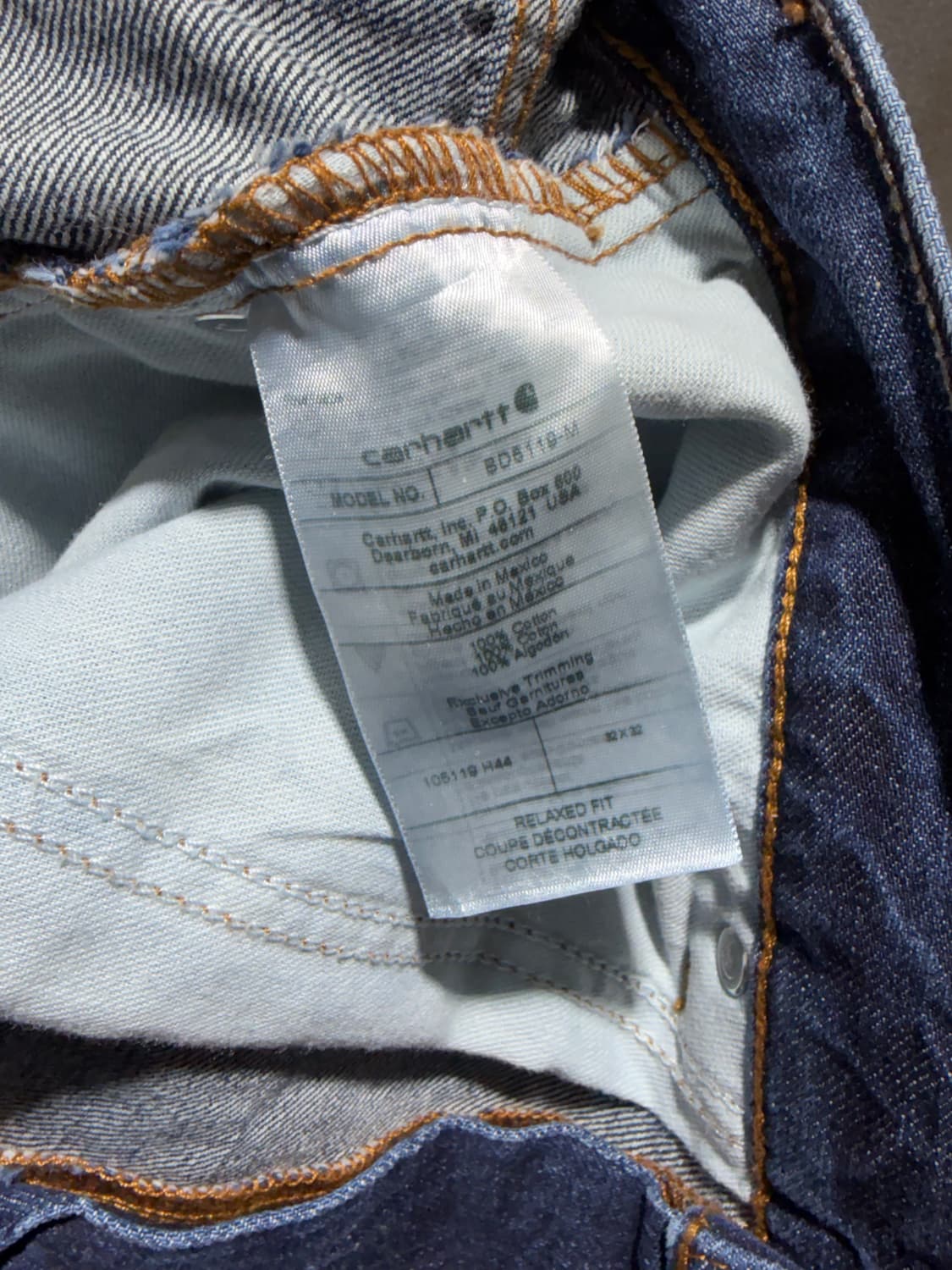 33in CARHARTT 칼하트 포켓 박스로고 릴렉스드핏 중청 데님팬츠 상품이미지8