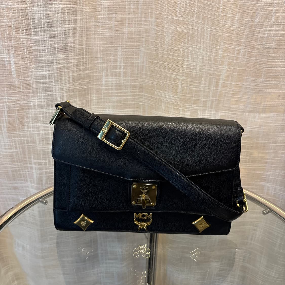 정품 MCM 가죽 금장 숄더백     상품이미지4