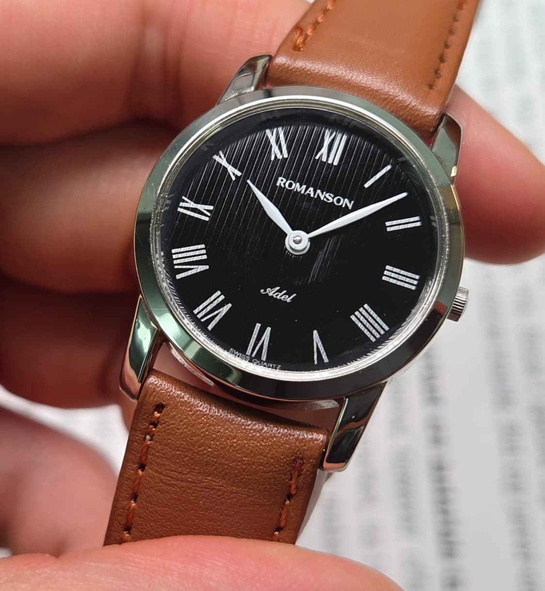 빈티지 로만손 아델 블랙로만 슬림쿼츠 드레스워치 여성용 상품이미지4