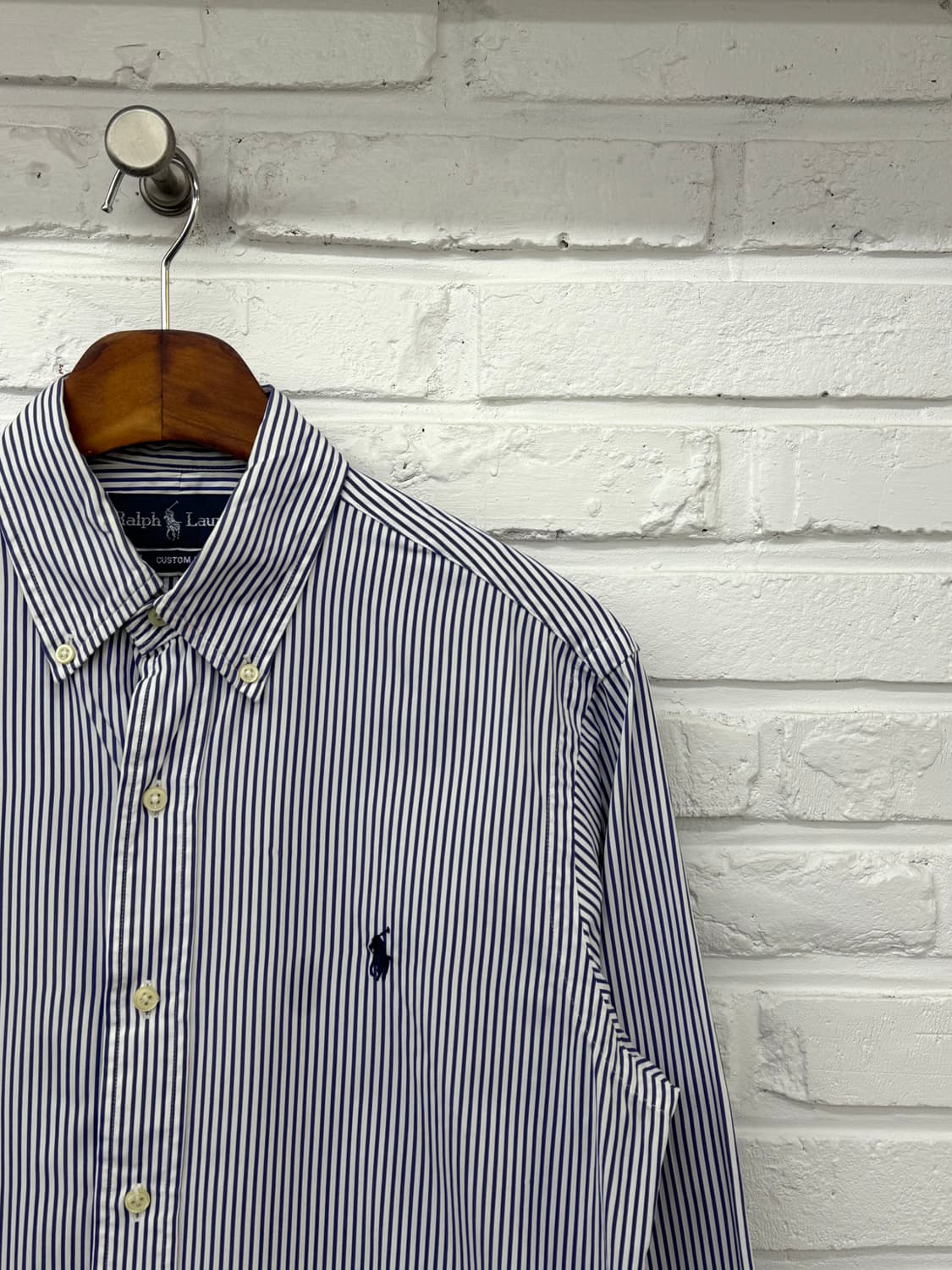 폴로 블루 화이트 스트라이프 셔츠 상품이미지4
