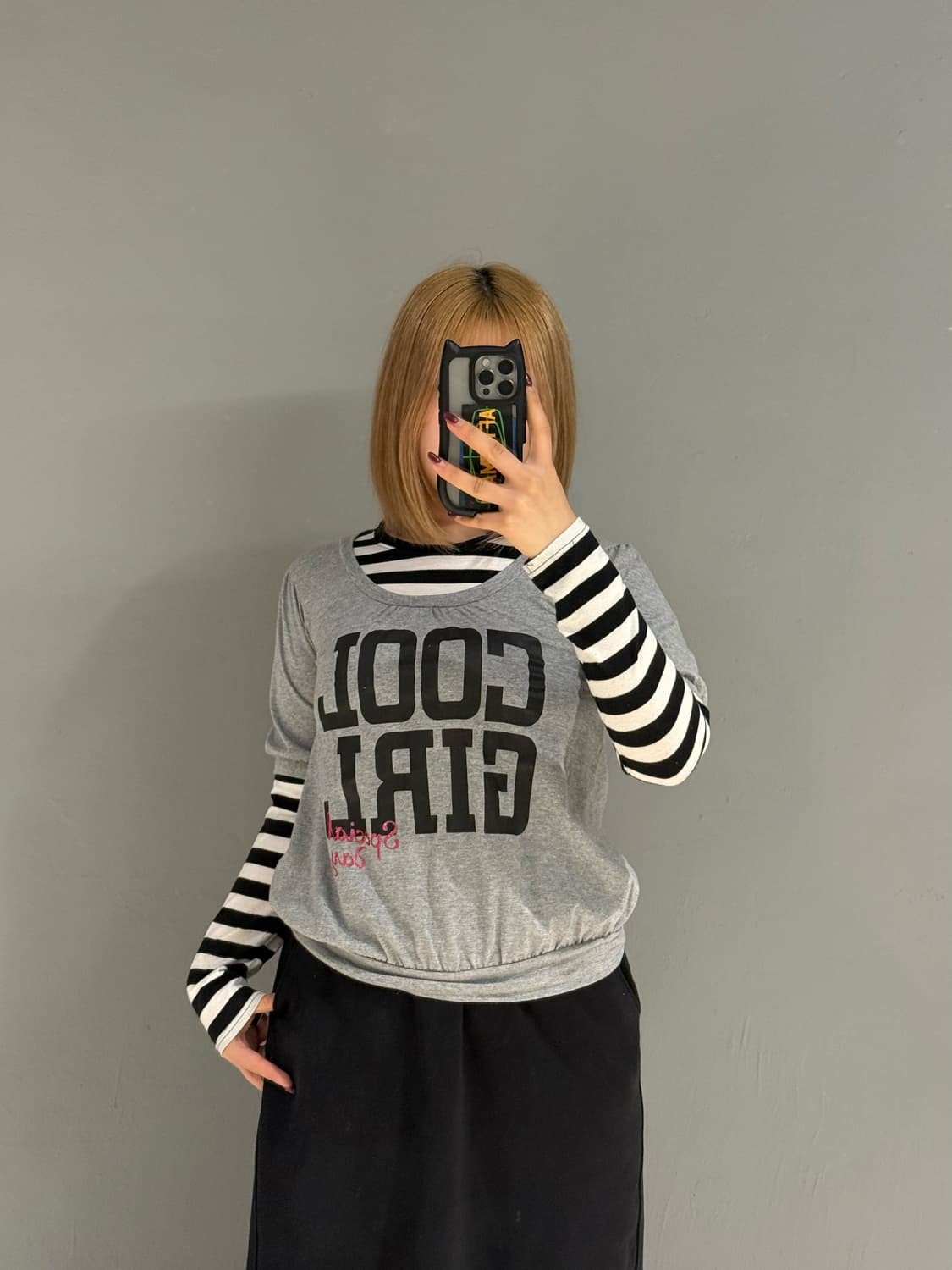 kitsch lettering layered long sleeve 상품이미지1