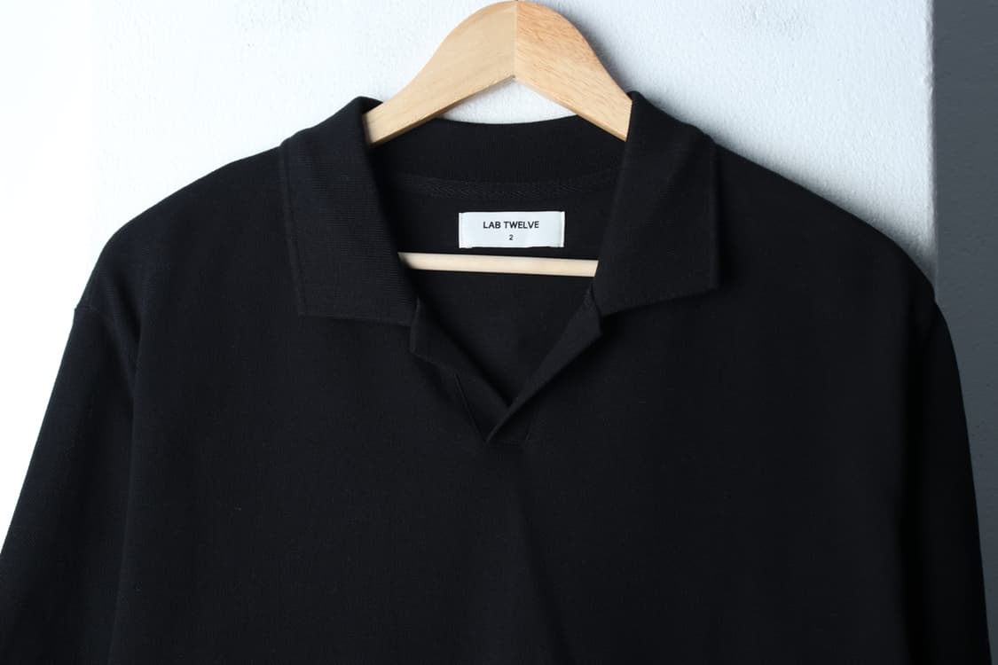 (L-XL) 랩12 반팔 카라 티셔츠 브이넥 무지 블랙-H32755 상품이미지3
