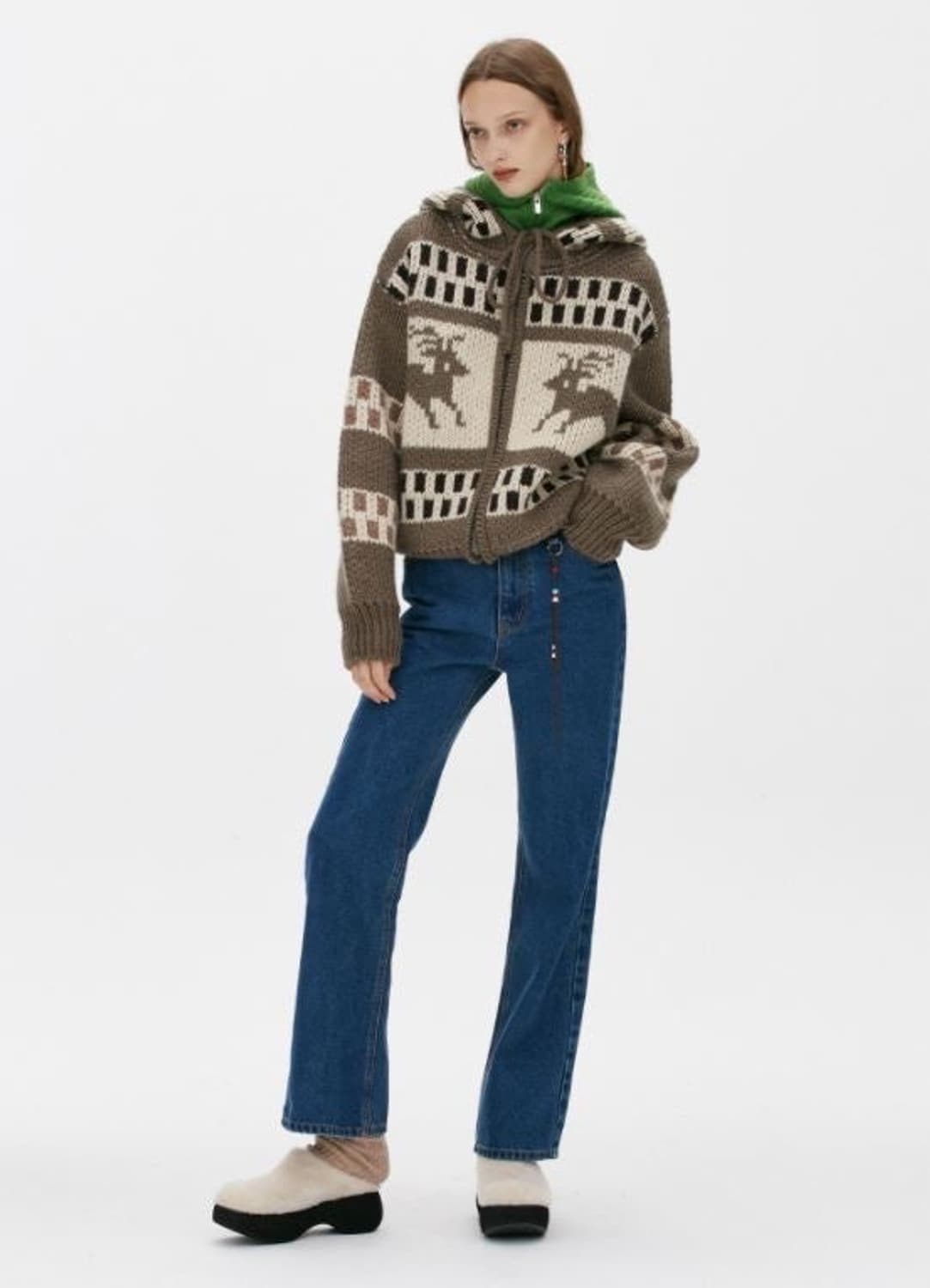 더오픈프로덕트TheOpenProduct 자카드 니트 집업 코위찬 후드집업 상품이미지4