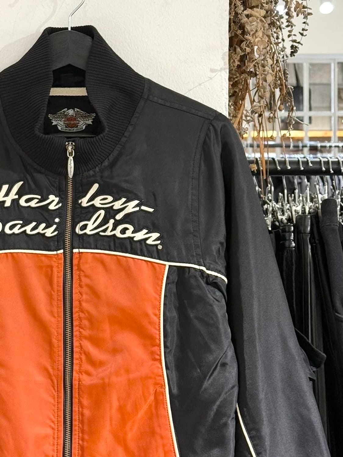 할리 데이비슨 블랙 오렌지 나일론 바이커 자켓 상품이미지3