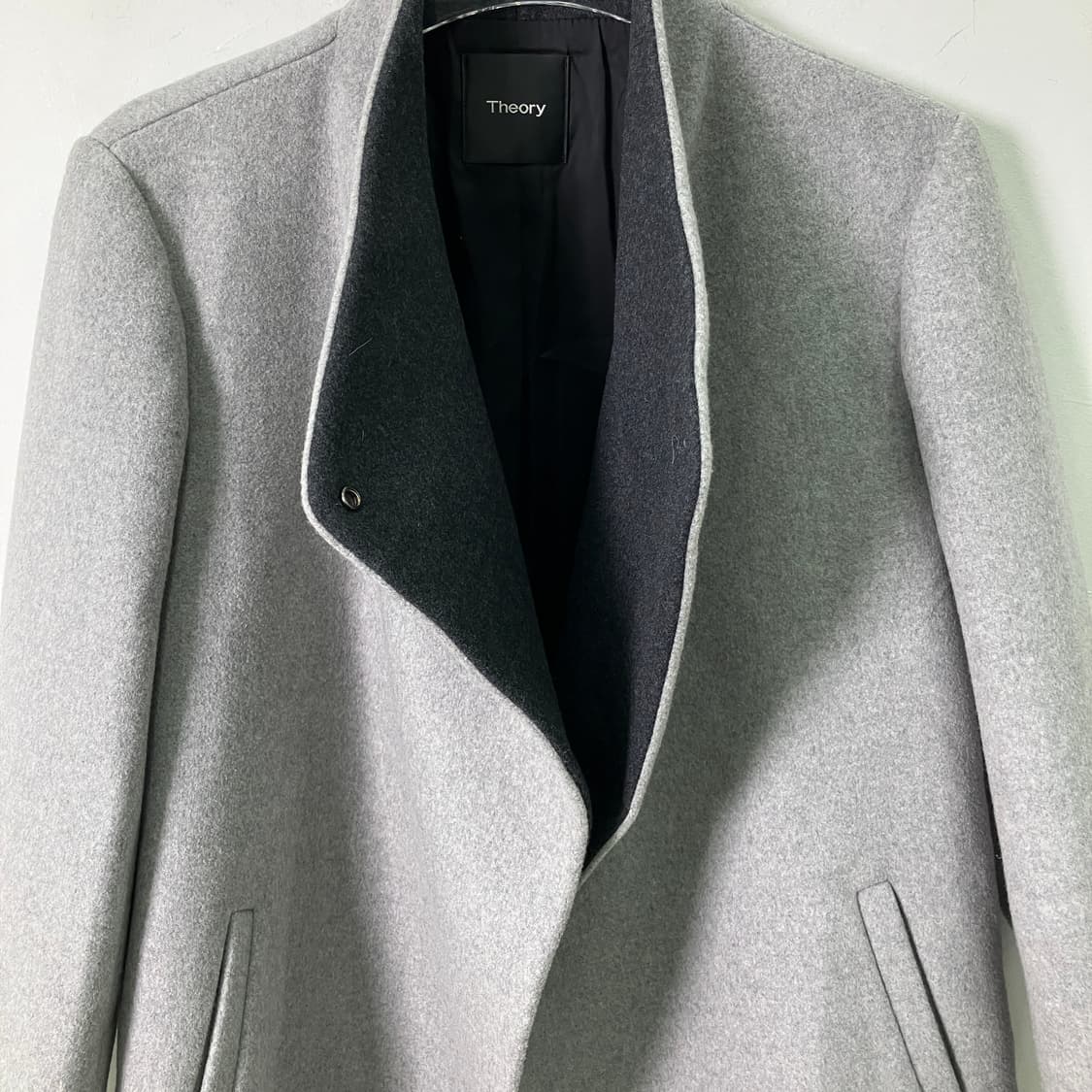 띠어리 그레이 울 캐시미어 하이넥 하프 코트 M 상품이미지5