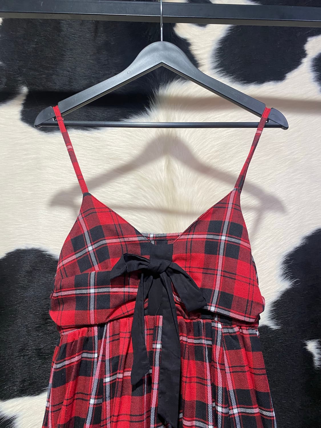 Japanese vtg 레드 타탄 체크 펑크 벌룬 원피스 상품이미지2
