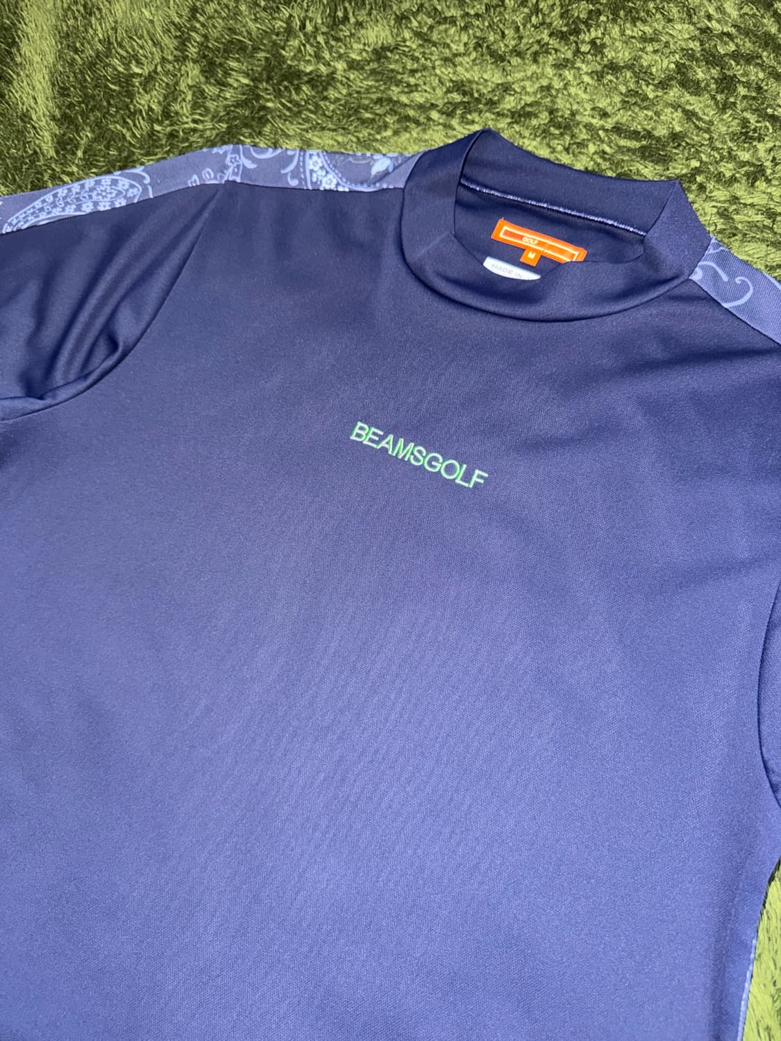 [M] BEAMS GOLF 빔즈 골프 페이즐리 모크넥 티셔츠 상품이미지2