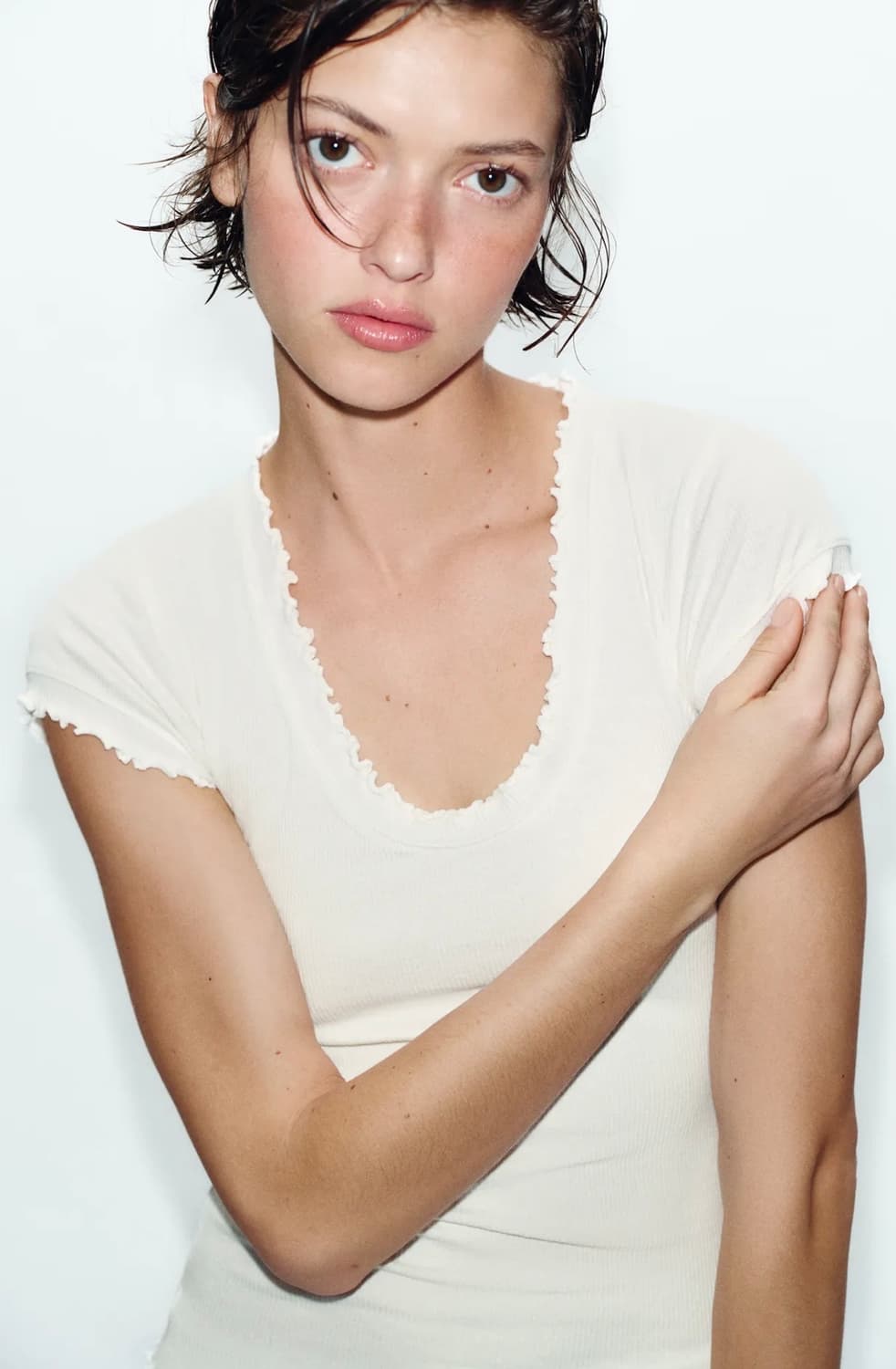 ZARA 자라 리넨 반소매 티셔츠 상품이미지1