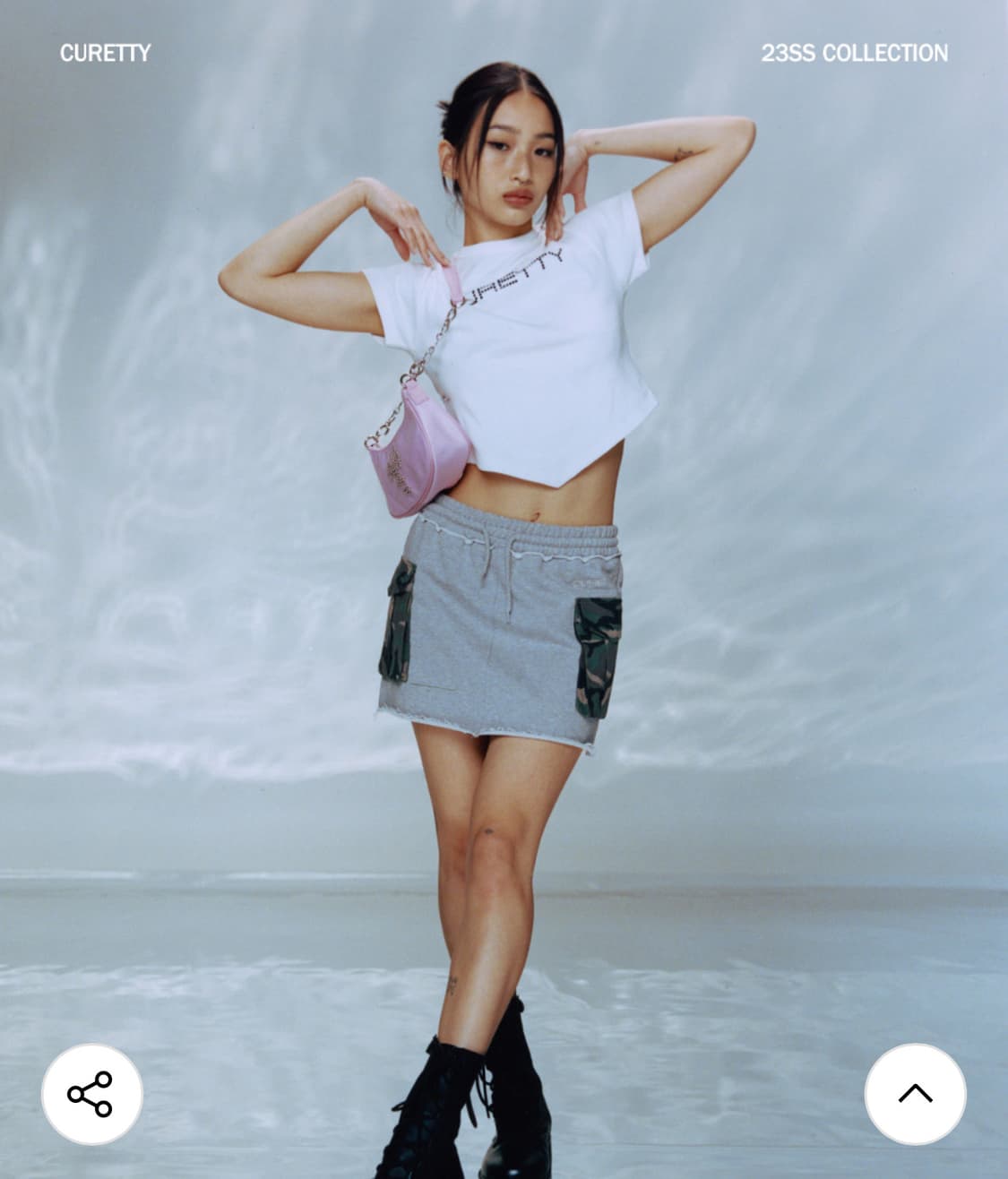 CURETTY C DIAGONAL HEMLINE T-SHIRT 화이트 상품이미지5